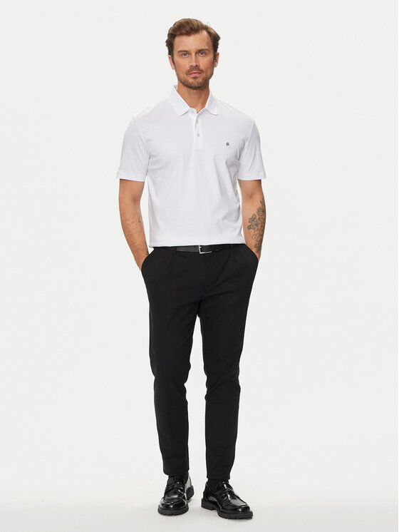 BOSS Boss Тениска с яка и копчета C-Parris 01 50520297 Бял Regular Fit