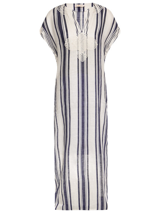 Tory Burch Tory Burch Nyári ruha Awning Stripe Caftan 57114 Bézs Regular Fit