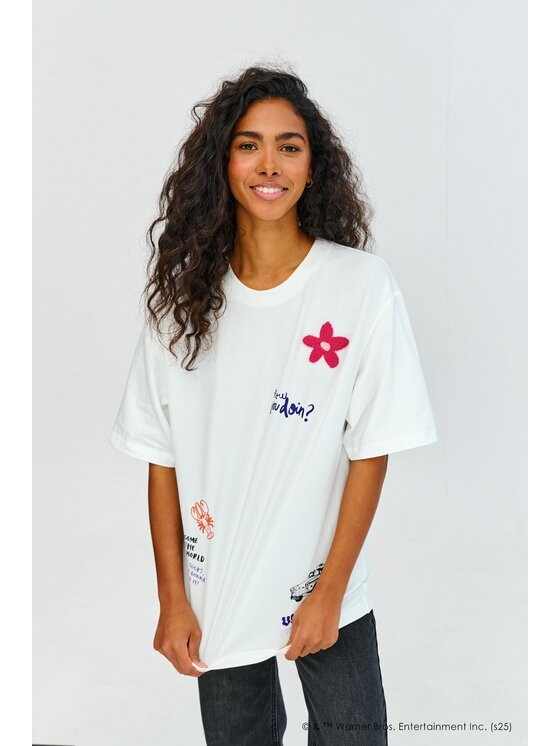 NAOKO NAOKO T-Shirt How You Doin'? Bílá Regular Fit