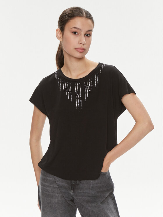 Liu Jo Blúzka Ecs T-Shirt St P M/C TA4194 JS360 Čierna Regular Fit