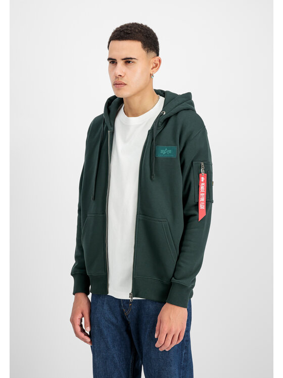 Alpha Industries Alpha Industries Bluza Backprint Zip Hoodie Zielony Regular Fit