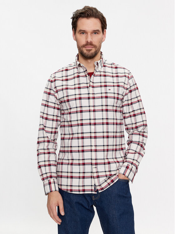 Tommy Hilfiger Tommy Hilfiger Košile Small Global Stripe MW0MW31745 Béžová Regular Fit