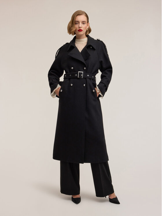 Motivi Motivi Cappotto 0081W000119N033 Nero Regular Fit