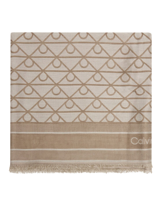Calvin Klein Calvin Klein Chusta Emblem Aop Jacquard Square Scarf LV04F8080G Beżowy