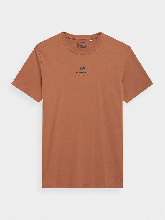 4F 4F T-Shirt 4FSS23TTSHM363 Καφέ Regular Fit