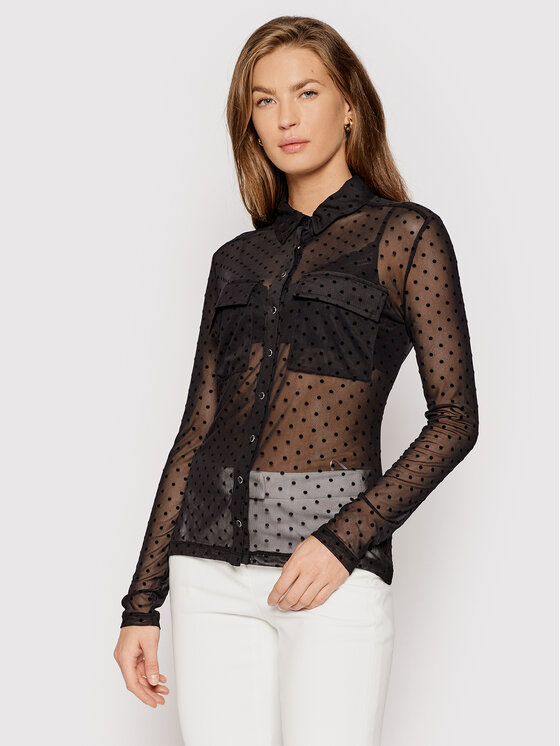 Guess Srajca Barika W1YP83 K2X51 Črna Slim Fit