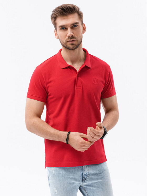 Ombre Ombre Polo S1374 Czerwony Regular Fit