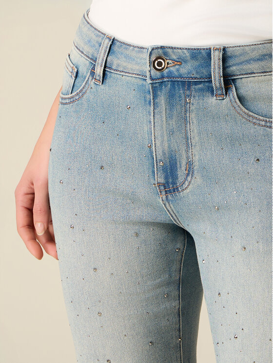 Oltre Oltre Jeansy P496R009211N004 Turkusowy Flare Fit