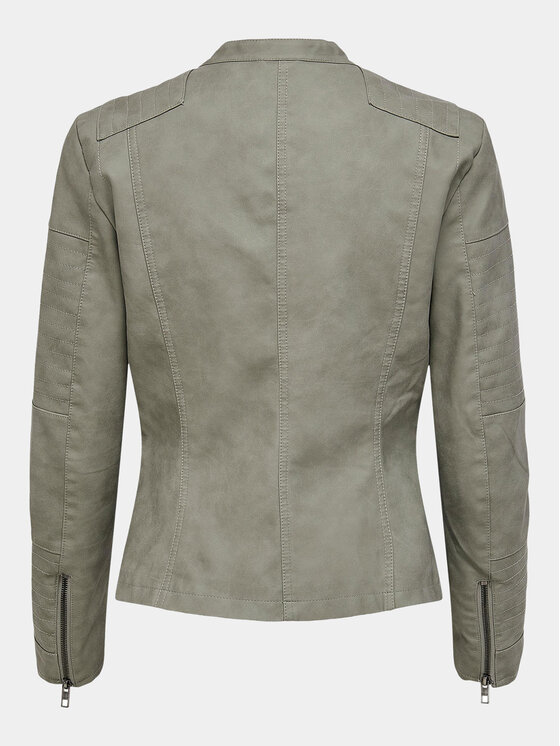 ONLY ONLY Bunda z imitácie kože Ava 15102997 Sivá Regular Fit