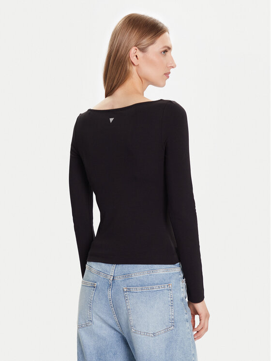 Guess Guess Μπλουζάκι W5BP46 KCYV2 Μαύρο Slim Fit