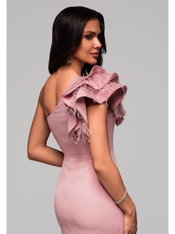 Ombre Ombre Sukienka wieczorowa LA-OM-DLR005 Różowy Regular Fit