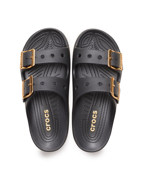 Crocs Crocs Klapki Saturday Sandal Metallic Buckle 213316 Czarny