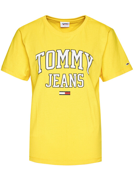 Tommy Jeans Marškinėliai Collegiate Logo DW0DW09075 Geltona Boyfriend Fit •  Modivo.lt