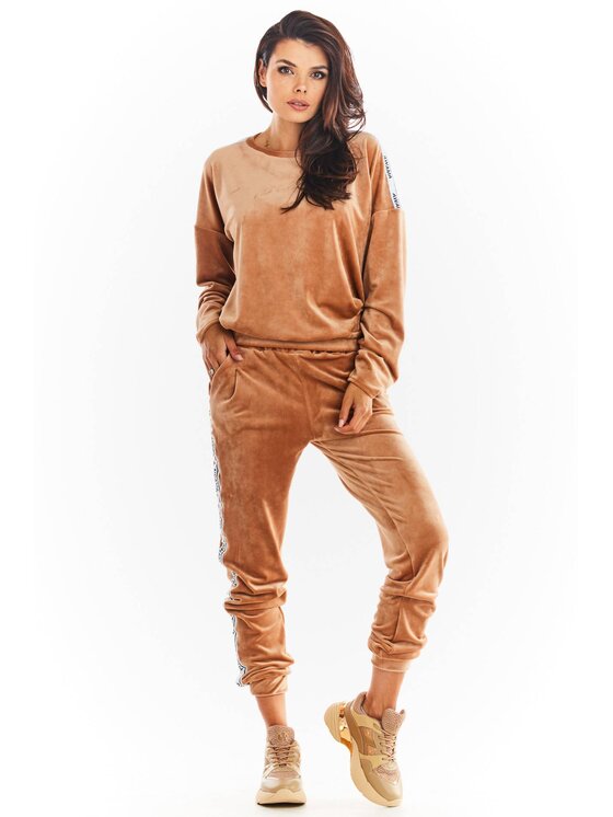 Awama Awama Bluza A374 Beżowy Basic Fit
