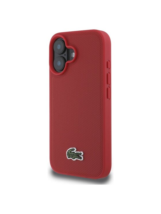 Etui na telefon Lacoste, Czerwone, Iconic Petit Pique Woven Logo