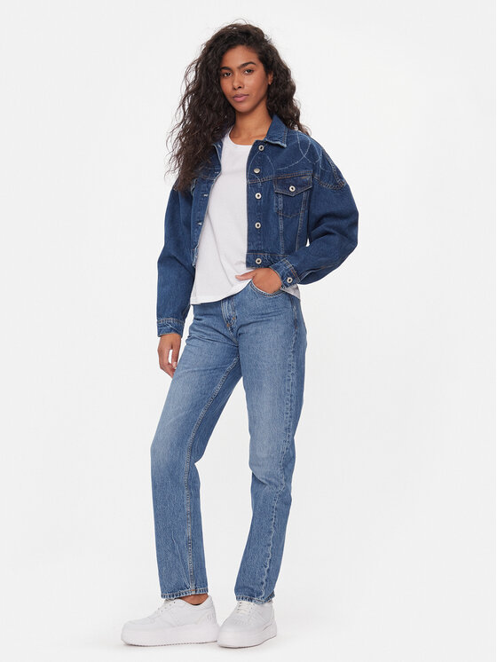 Pepe Jeans Pepe Jeans Τζιν μπουφάν Foxley Logo PL402329 Μπλε Oversize