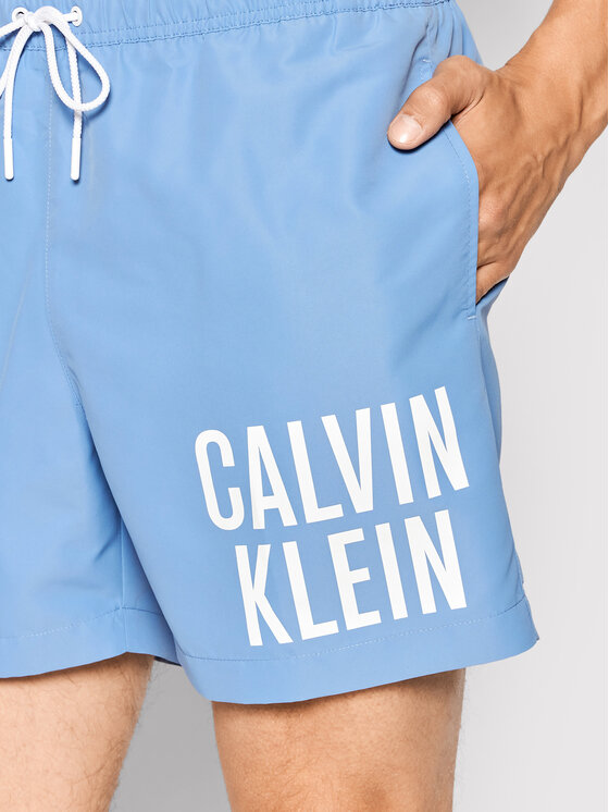 Calvin Klein Swimwear Calvin Klein Swimwear Szorty kąpielowe Medium Drawstring KM0KM00701 Niebieski Regular Fit