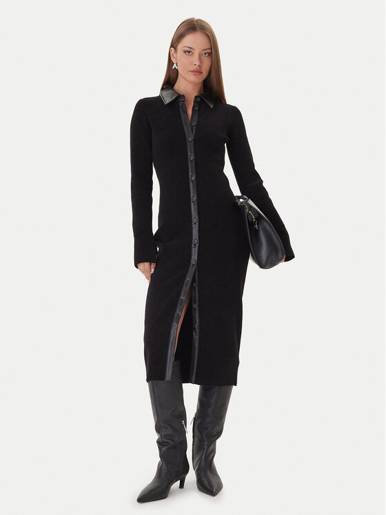 Patrizia Pepe Patrizia Pepe Плетена рокля 2A2982 K215 Черен Regular Fit