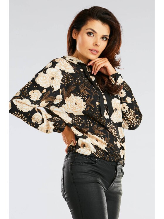 Awama Awama Bluzka A369 Brązowy Basic Fit