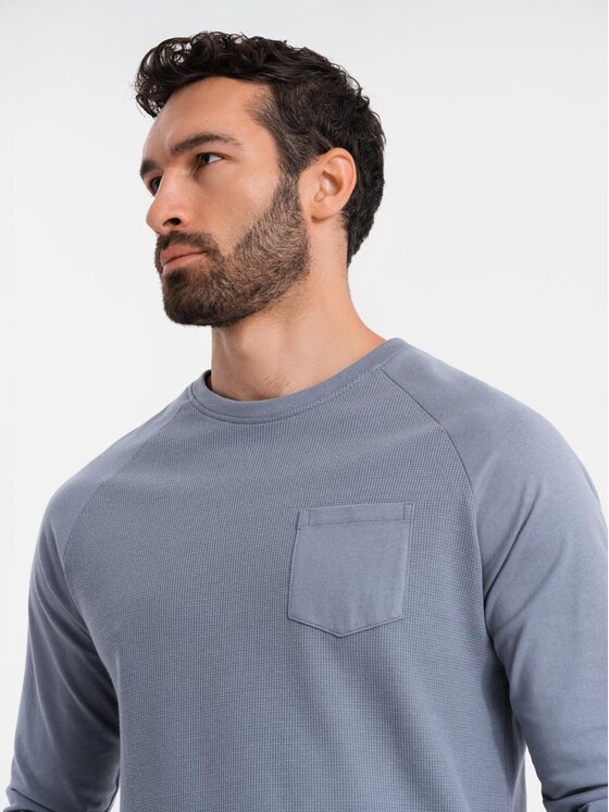 Ombre Ombre Longsleeve OM-LSCL-0109 Niebieski jasny Regular Fit