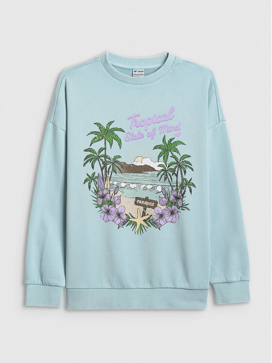 4F 4F Bluza SUMMER SPLASH Niebieski Loose Fit