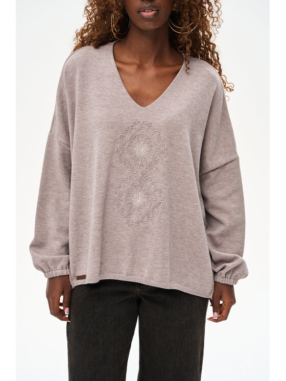blue shadow blue shadow Sweter Tol Beżowy Regular Fit