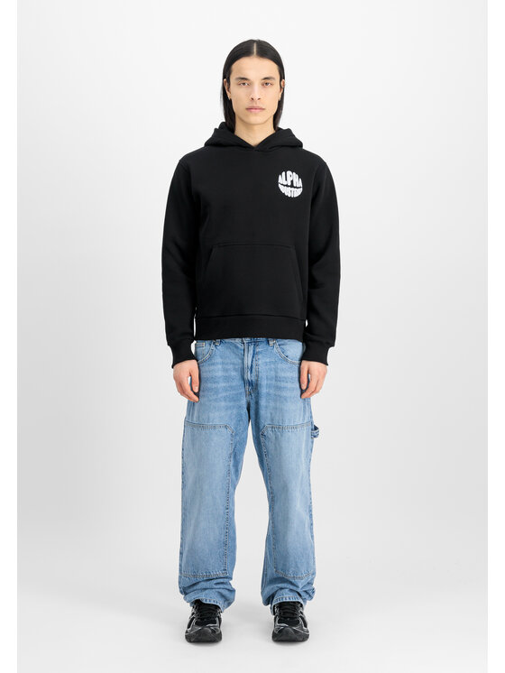 Alpha Industries Alpha Industries Bluza Logo Back Print Hoodie Czarny Regular Fit