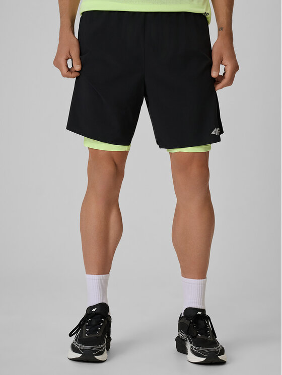 4F 4F Szorty sportowe RUNNING Czarny Regular Fit