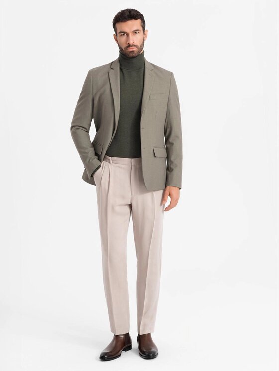 Ombre Ombre Marynarka OM-BLZB-0135 Zielony Slim Fit