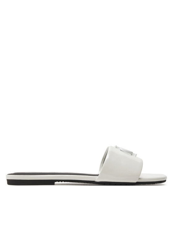 Şlapi Calvin Klein Jeans Flat Sandal Slide Mg Met YW0YW01348 Alb