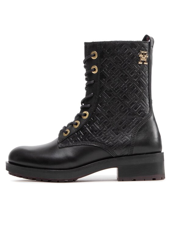Tommy Hilfiger Tommy Hilfiger Trzewiki Th Monogram Biker Boot FW0FW06817 Czarny