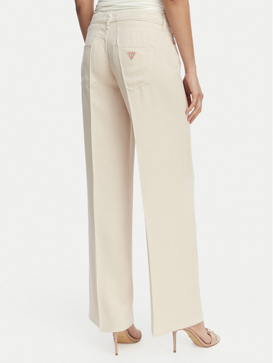 Guess Guess Jeansy W4GA96 WDP85 Kremowy Wide Leg