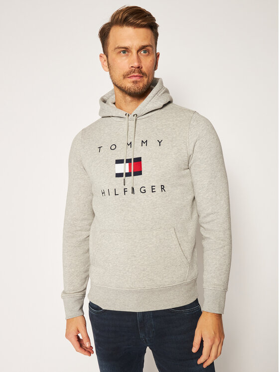 Tommy Hilfiger Džemperis Flag Hoody MW0MW14203 Pilka Regular Fit • Modivo.lt