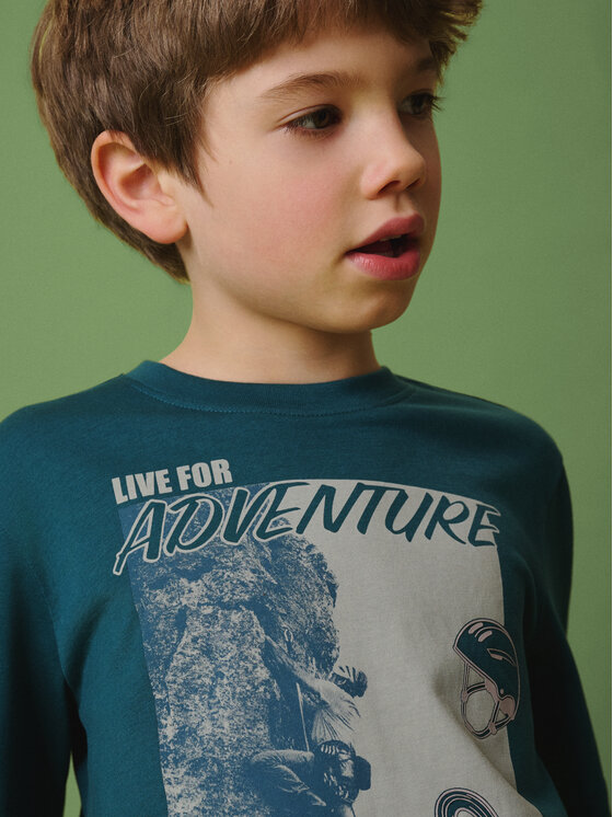 4F 4F T-Shirt ENJOY THE OUTDOORS Turkusowy Regular Fit