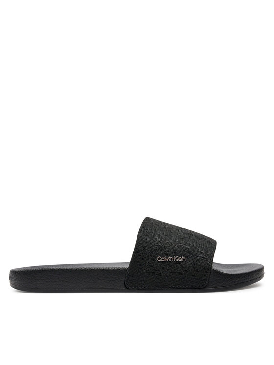 Şlapi Calvin Klein Pool Slide Wcalvin Met Mono Jacq HW0HW01971 Negru