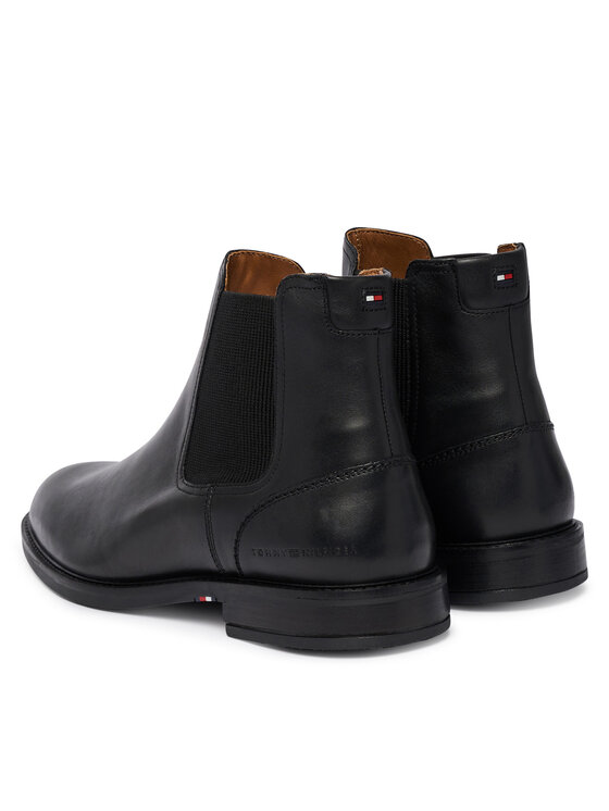 Tommy Hilfiger Tommy Hilfiger Μποτάκια με λάστιχο Corporate Dressy Lth Chelsea FM0FM05935 Μαύρο