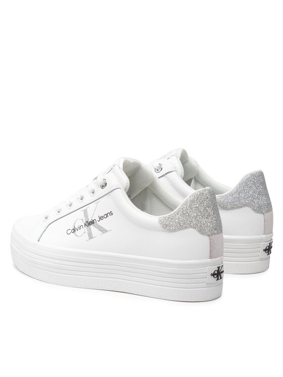 calvin klein white vulcanized flatform trainers
