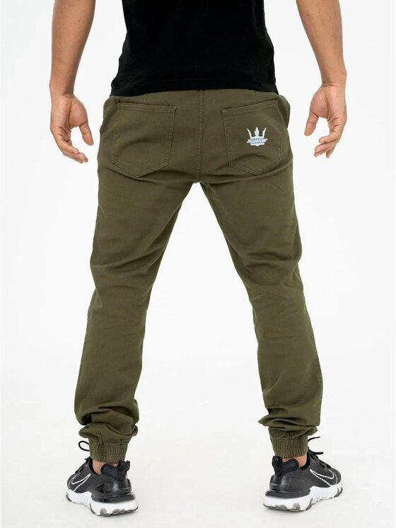 Jigga Wear Jigga Wear Joggery Na gumce wygodne dzogery 91125 Zielony Regular Fit