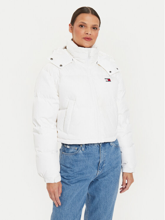 Tommy Jeans Tommy Jeans Pehelykabát Alaska DW0DW18609 Fehér Cropped Fit