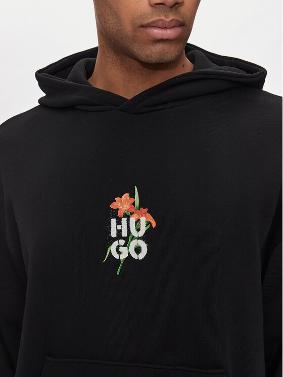 HUGO Hugo Mikina Diblossomy 50517408 Černá Oversize