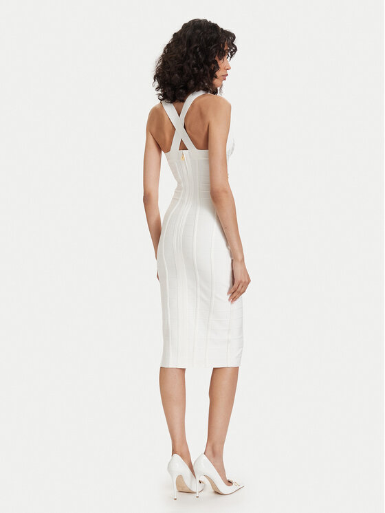 Elisabetta Franchi Elisabetta Franchi Koktejlové šaty AM-24D-62E2-V790 Biela Slim Fit