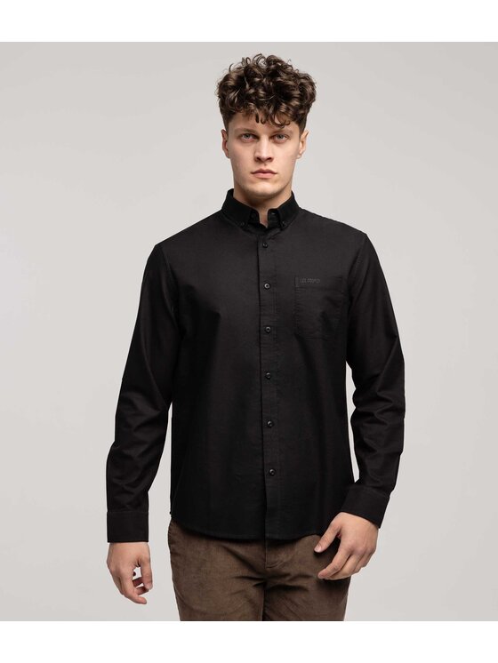 Lee Cooper Lee Cooper Koszula LARS OXFORD Czarny Regular Fit