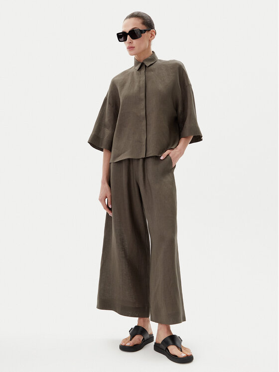 Max Mara Max Mara Spodnie materiałowe Minnie 2516131018 Zielony Relaxed Fit