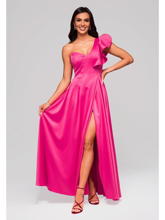 Ombre Ombre Sukienka wieczorowa LA-OM-DLR176 Różowy Regular Fit