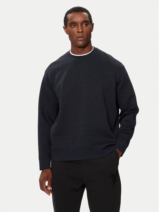 Armani Exchange Armani Exchange Džemperis ar kapuci 6DZMJK ZJZGZ 55JW Tumši zils Regular Fit