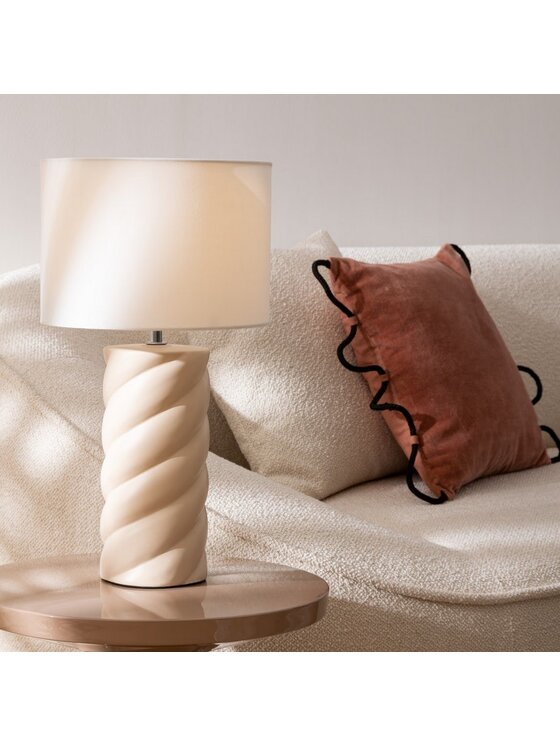 MIAhome MIAhome Lampa stołowa ceramiczna beż Enrica 44 cm Beżowy