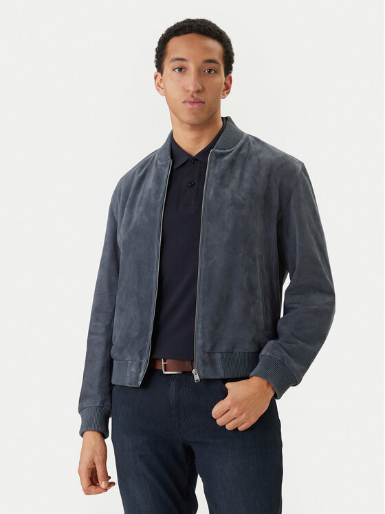 BOSS BOSS Ādas jaka H-Muller 50543213 Zils Regular Fit