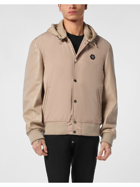 PHILIPP PLEIN PHILIPP PLEIN Kurtka skórzana 26983 Beżowy Regular Fit