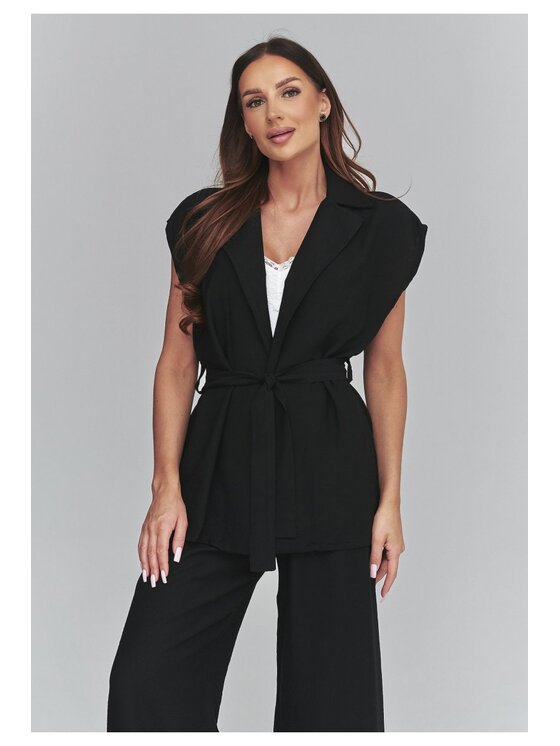 Makadamia Makadamia Komplet bluzka i spodnie C69 Czarny Loose Fit