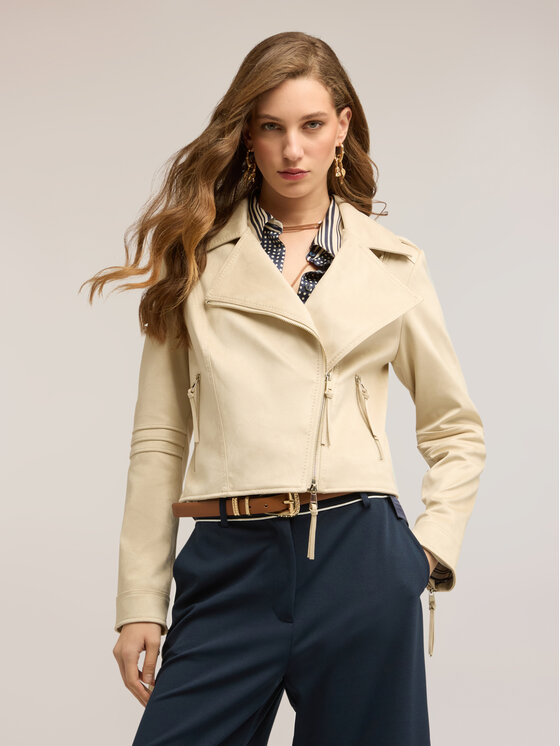 Motivi Motivi Giacca in similpelle R314Q101135N003 Crema Regular Fit